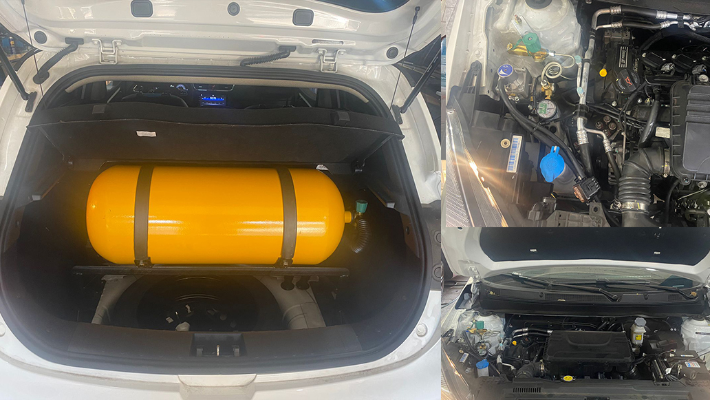   muestra de instalacion de equipo gnc en un toyota corolla 